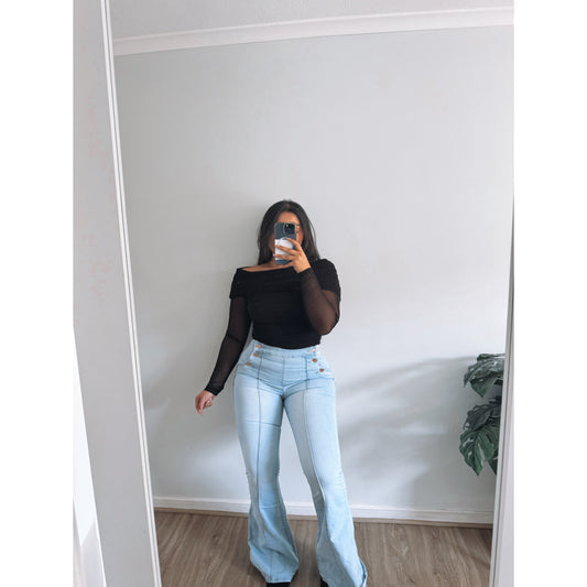 JEANS FLARE CELESTE BOTONES